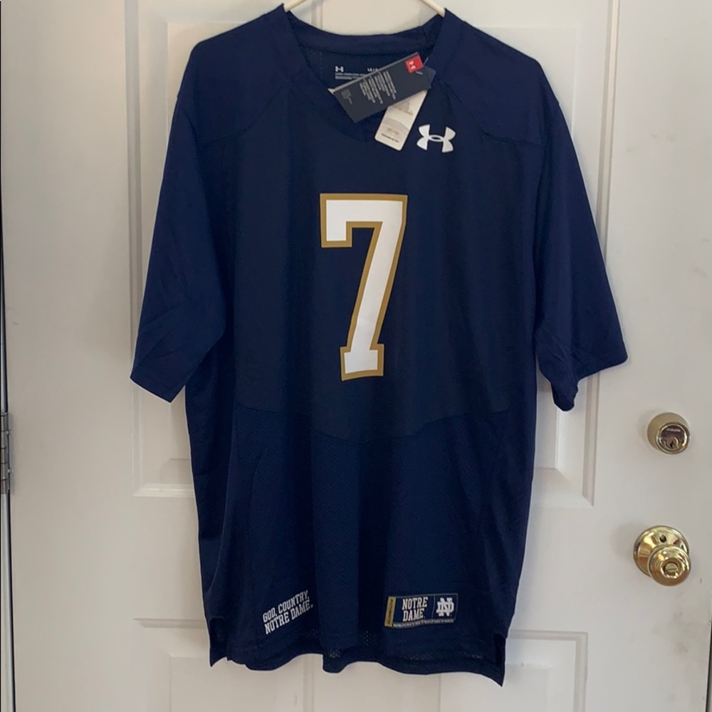 Under Armor Notre Dame #7 Navy Football Jersey